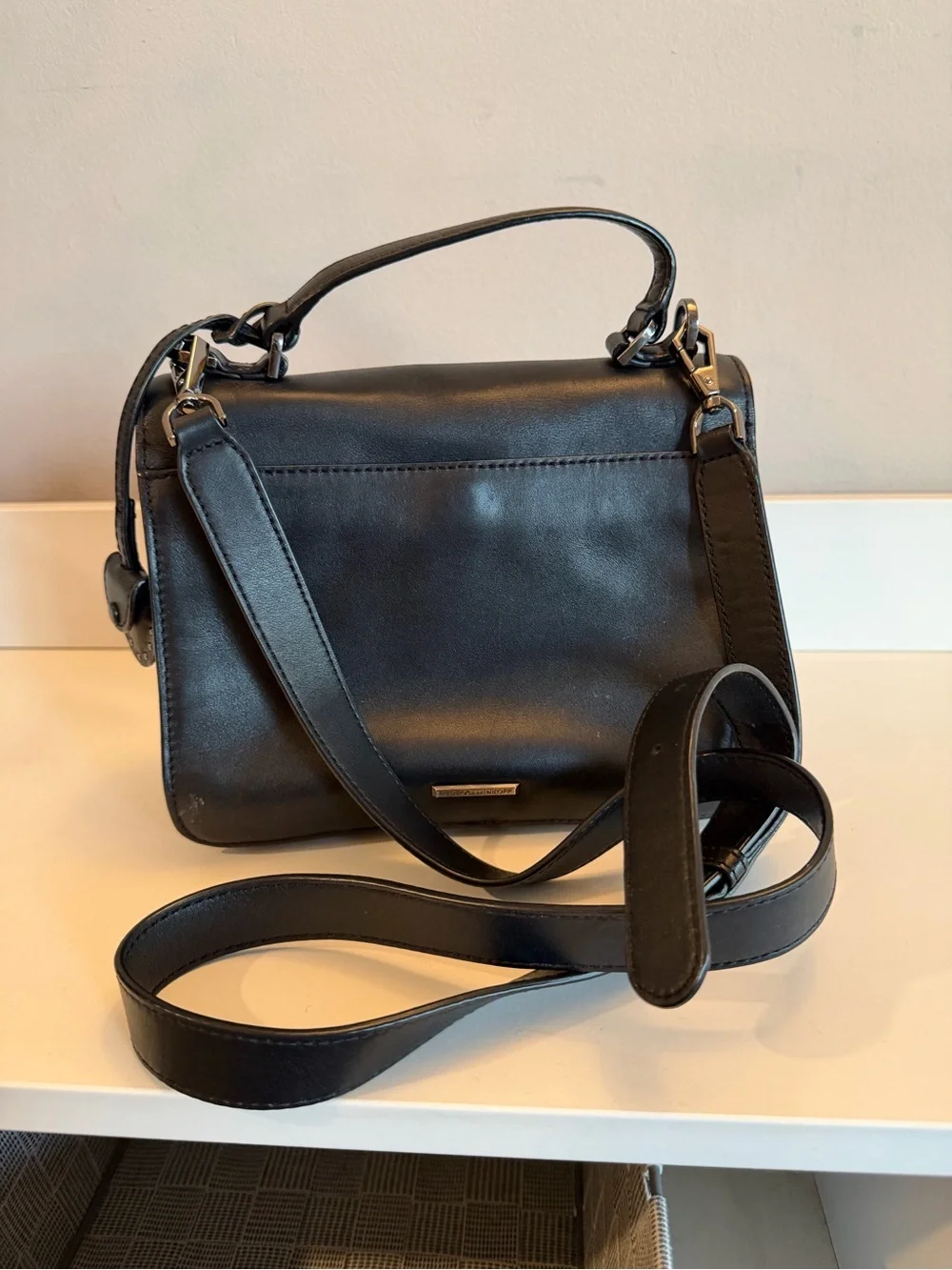 Rebecca Minkoff Black Leather Zebra Calf Hair Crossbody Satchel Bag